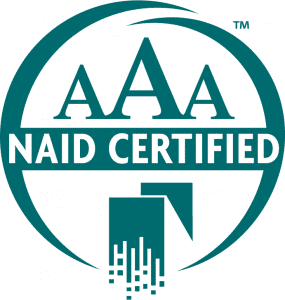 AAA NAID Certified logo for secure data destruction.