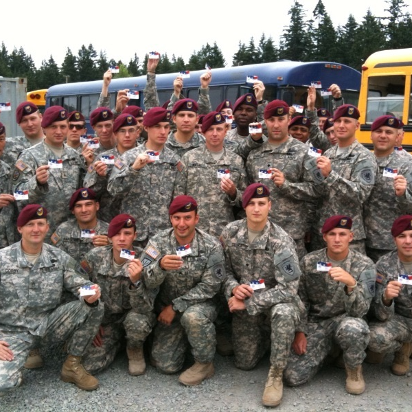 Military troops supported by Helping Heroes Home initiative.