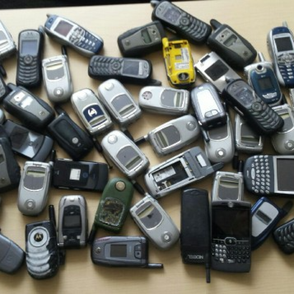 Collection of donated used cell phones.